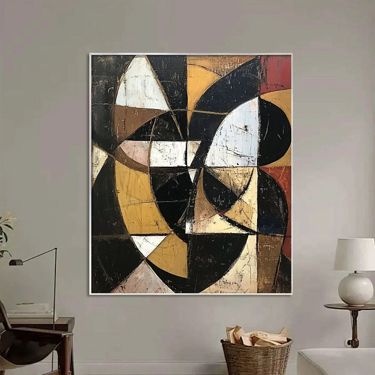 FRACTURED RHYTHM: Textured Geometric Abstract Oil Painting | rolled canvas, ready for custom framing