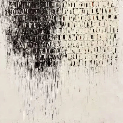 FRAGMENT: Textured Minimalist Black and White Architectural Painting | rolled canvas, ready for custom framing