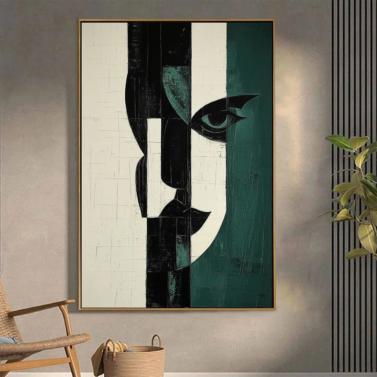 FRAGMENTED GAZE: Textured Abstract Portrait Painting | rolled canvas, ready for custom framing