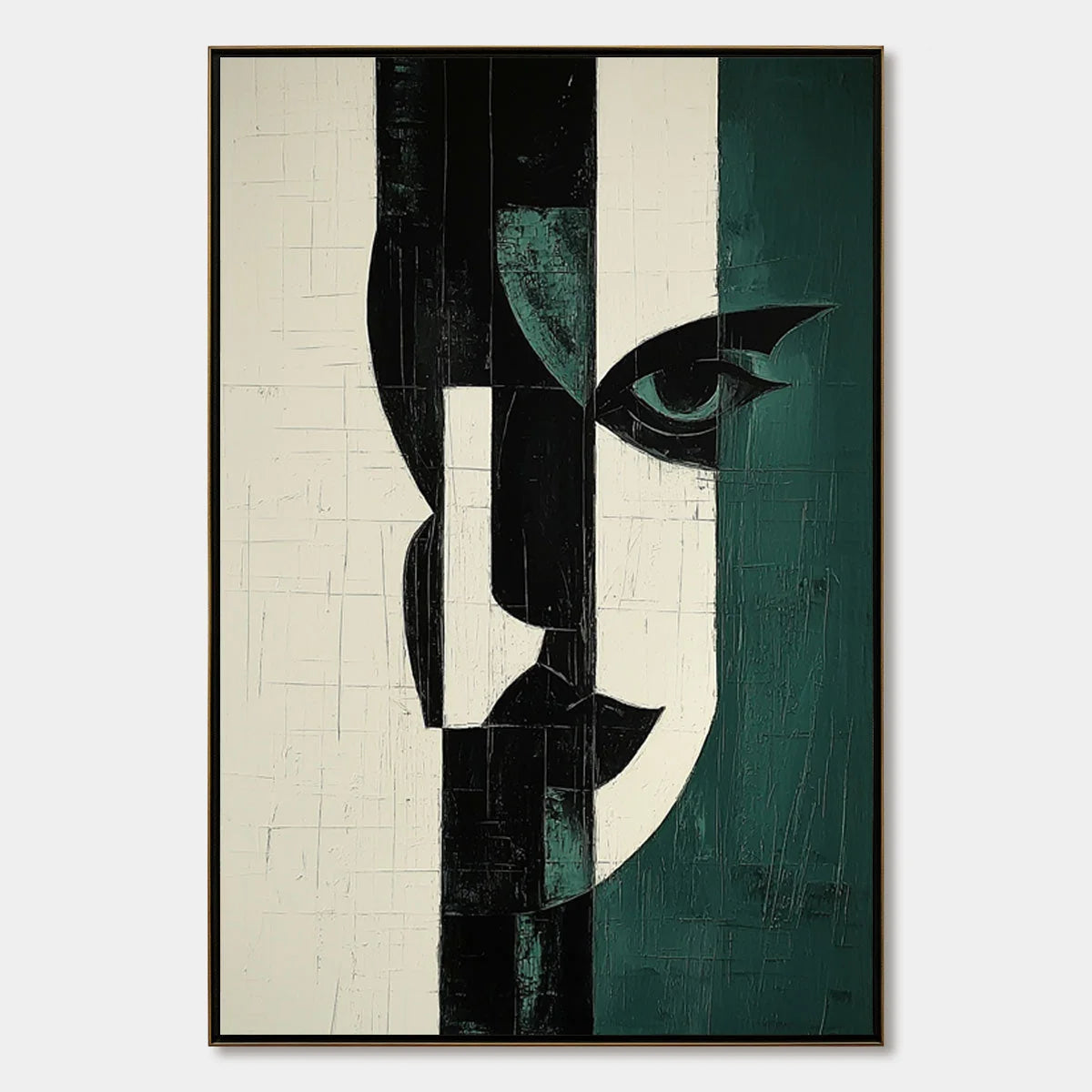 FRAGMENTED GAZE: Textured Abstract Portrait Painting | hanging in living room, Figurative wall art