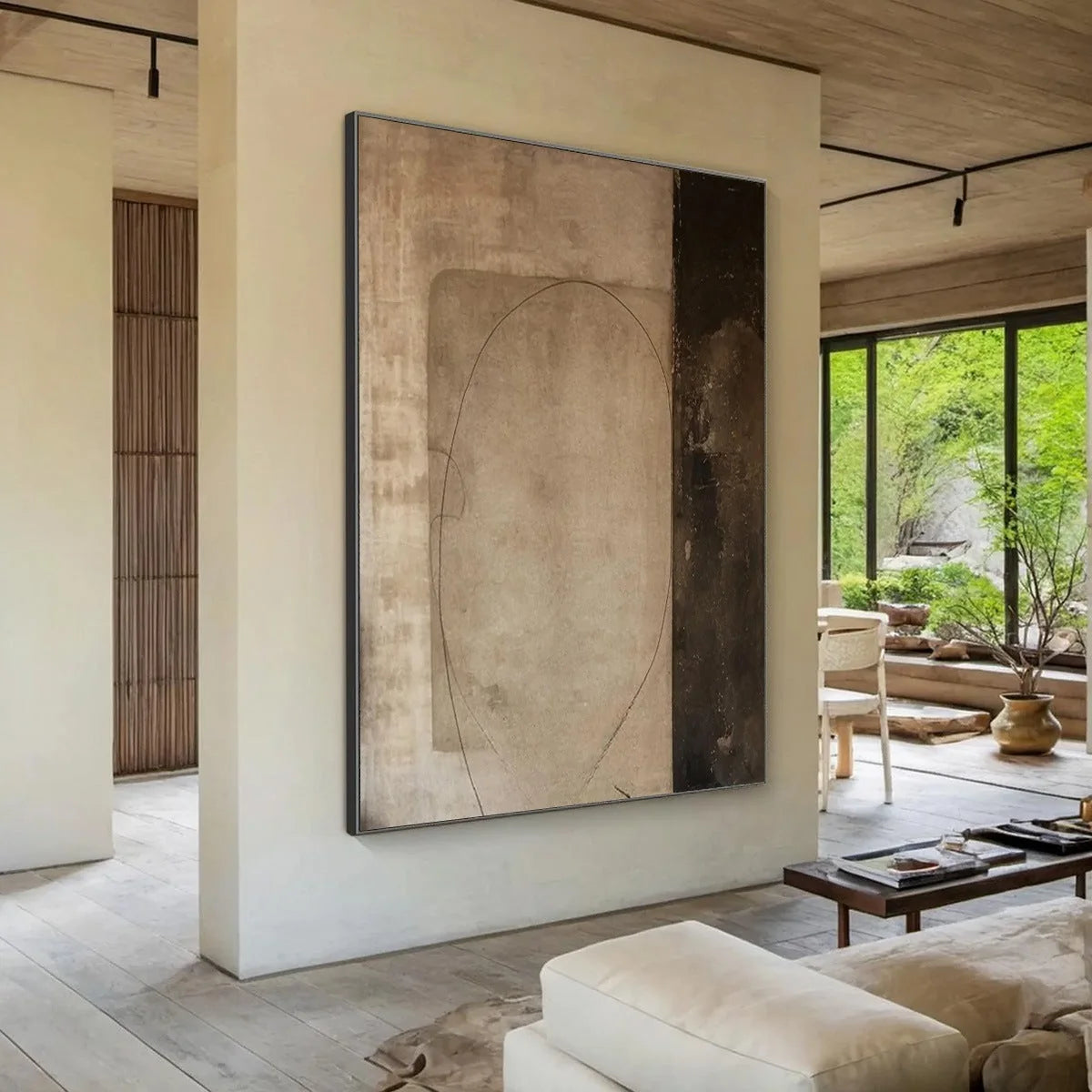 FRAGMENTED MEMORY: Wabi Sabi Style Textured Abstract Painting | Abstract mood, soft natural light studio shot