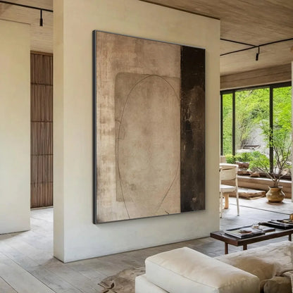 FRAGMENTED MEMORY: Wabi Sabi Style Textured Abstract Painting | Abstract mood, soft natural light studio shot