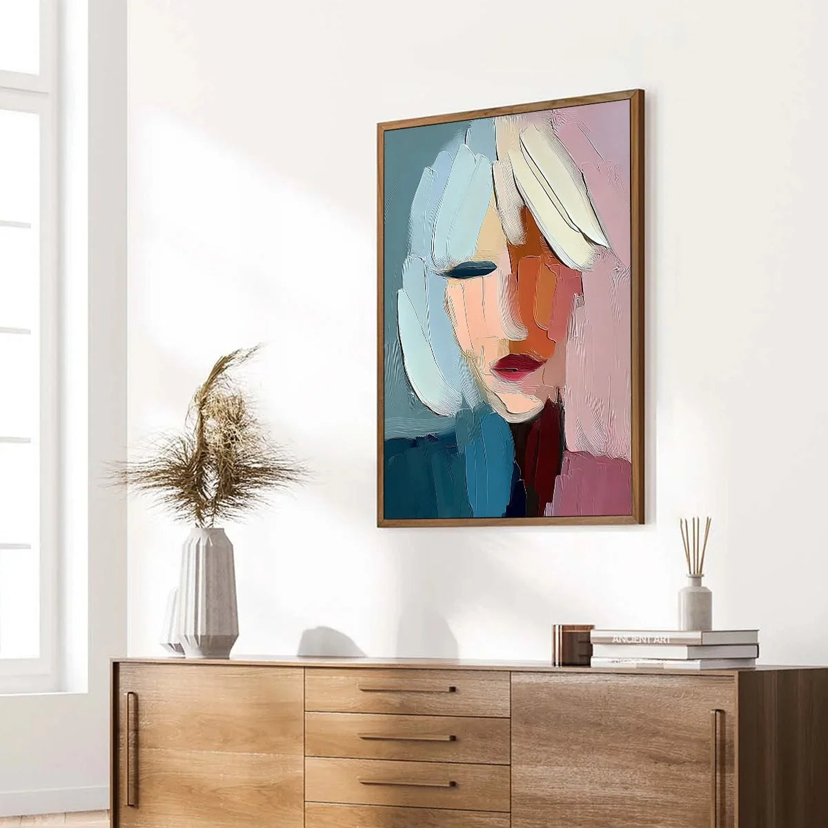 FRAGMENTED SERENITY: Colorful Abstract Portrait Impasto Oil Painting | multi-color palette, original oil on stretched canvas art
