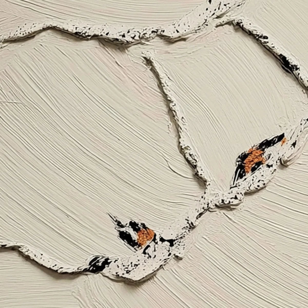 FRAGMENTS OF DAWN: Textured Wabi Sabi Painting of Perched Birds | rectangular format, hand-painted canvas edge
