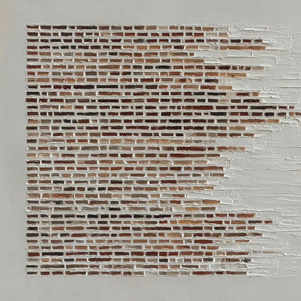 FRAGMENTS: Textured Minimalist Painting of Deconstructed Architecture | rectangular format, hand-painted canvas edge
