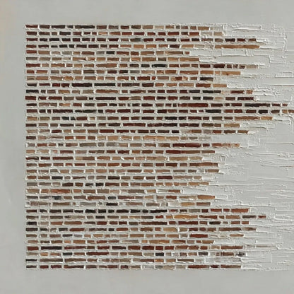 FRAGMENTS: Textured Minimalist Painting of Deconstructed Architecture | rectangular format, hand-painted canvas edge
