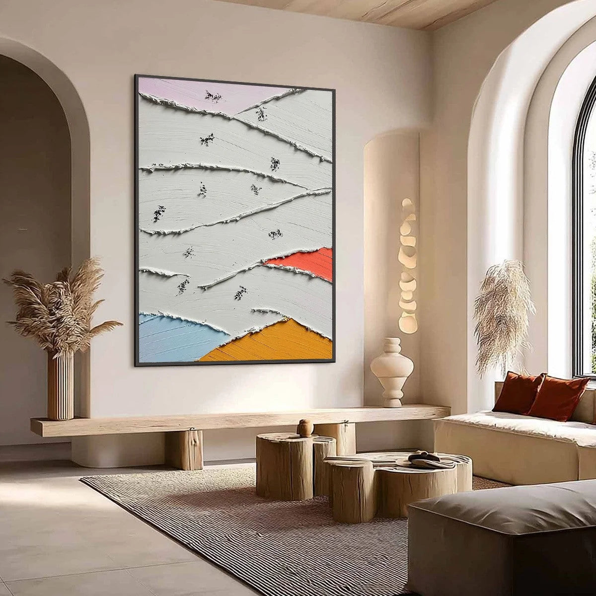 FRAGMENTS: Textured Wabi-Sabi Abstract Impasto Painting | Abstract mood, soft natural light studio shot