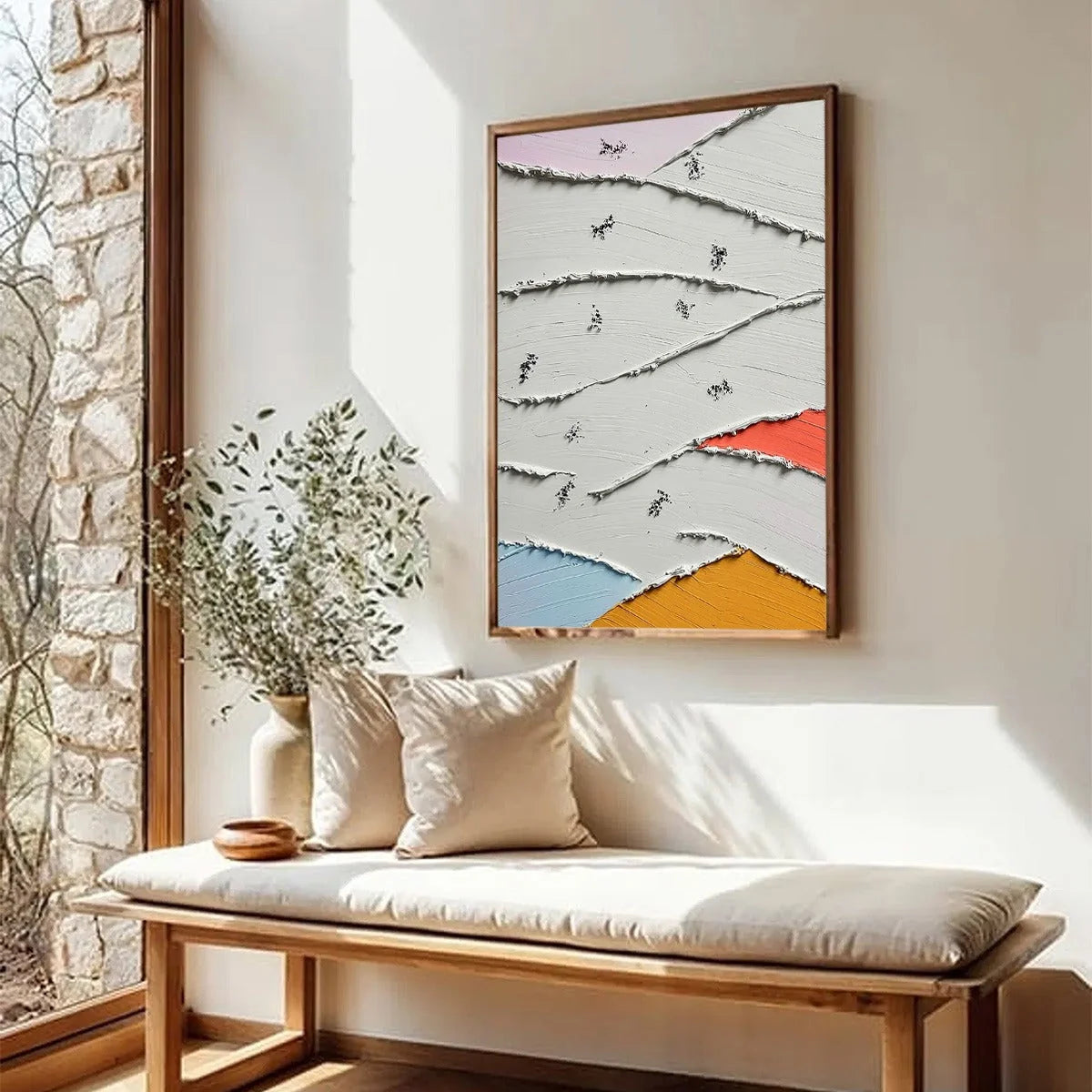 FRAGMENTS: Textured Wabi-Sabi Abstract Impasto Painting | multi-color palette, original oil on stretched canvas art