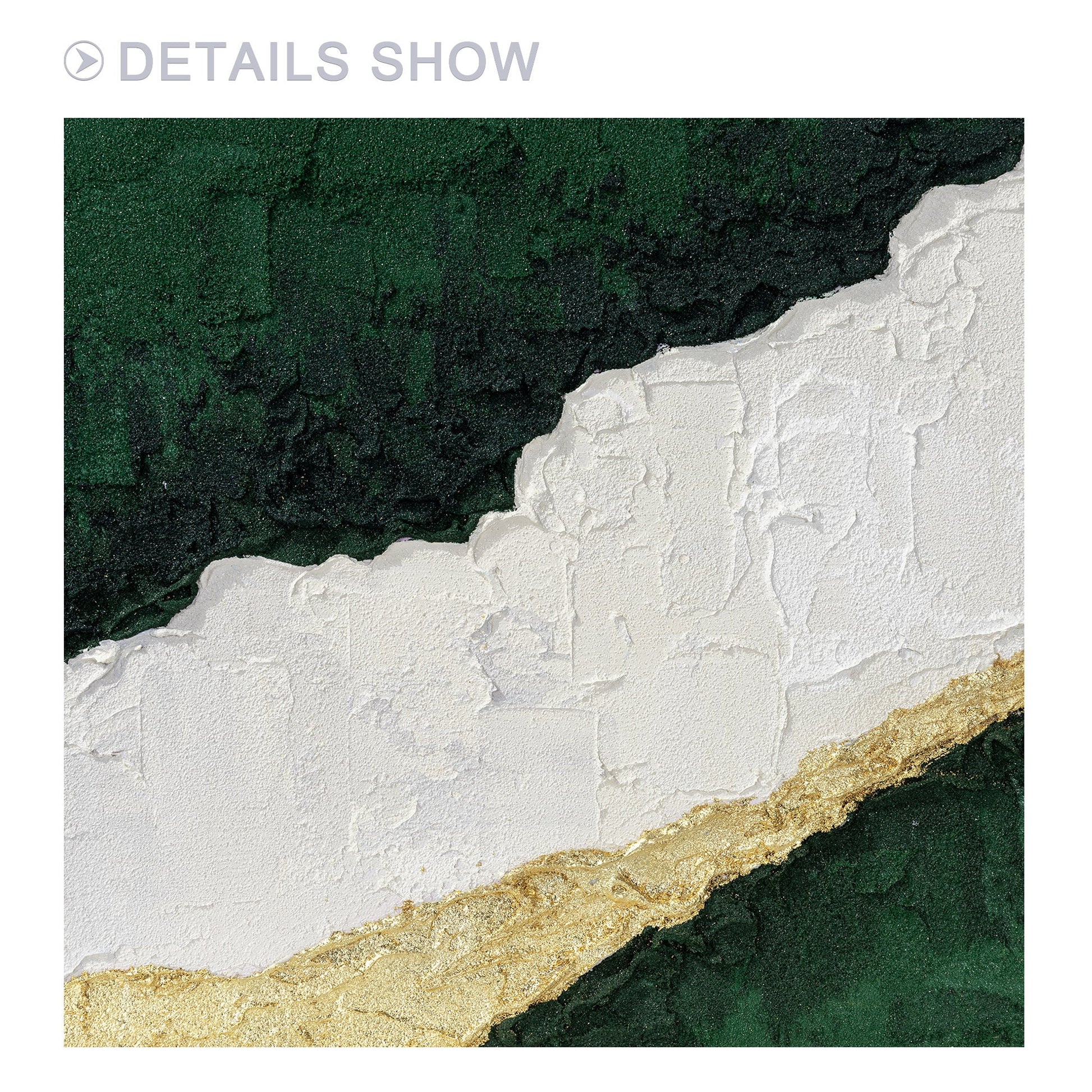 Framed Abstract Landscape Painting: White, Green & Gold Wall Art #6