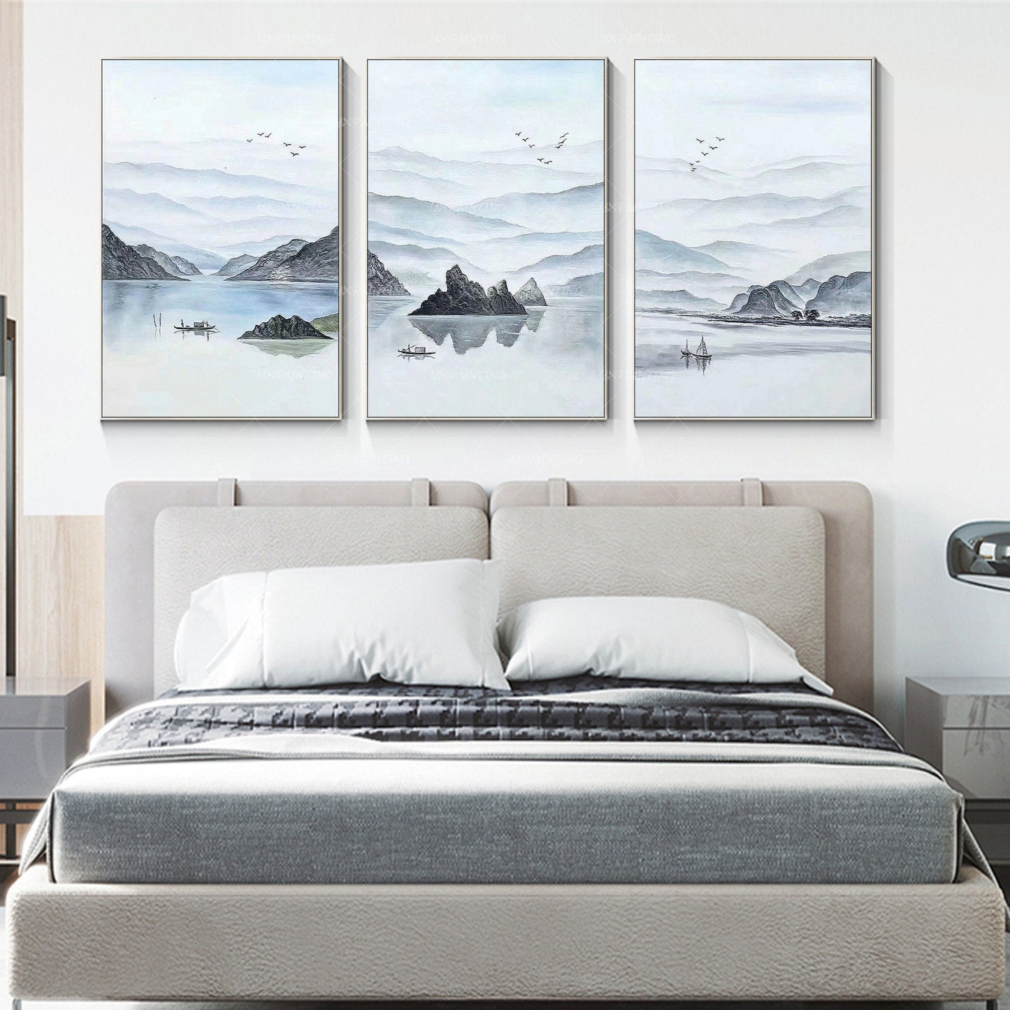 Framed Mountain Wall Art Set: Original Watercolor Landscape Painting #4