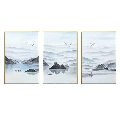Framed Mountain Wall Art Set: Original Watercolor Landscape Painting #8