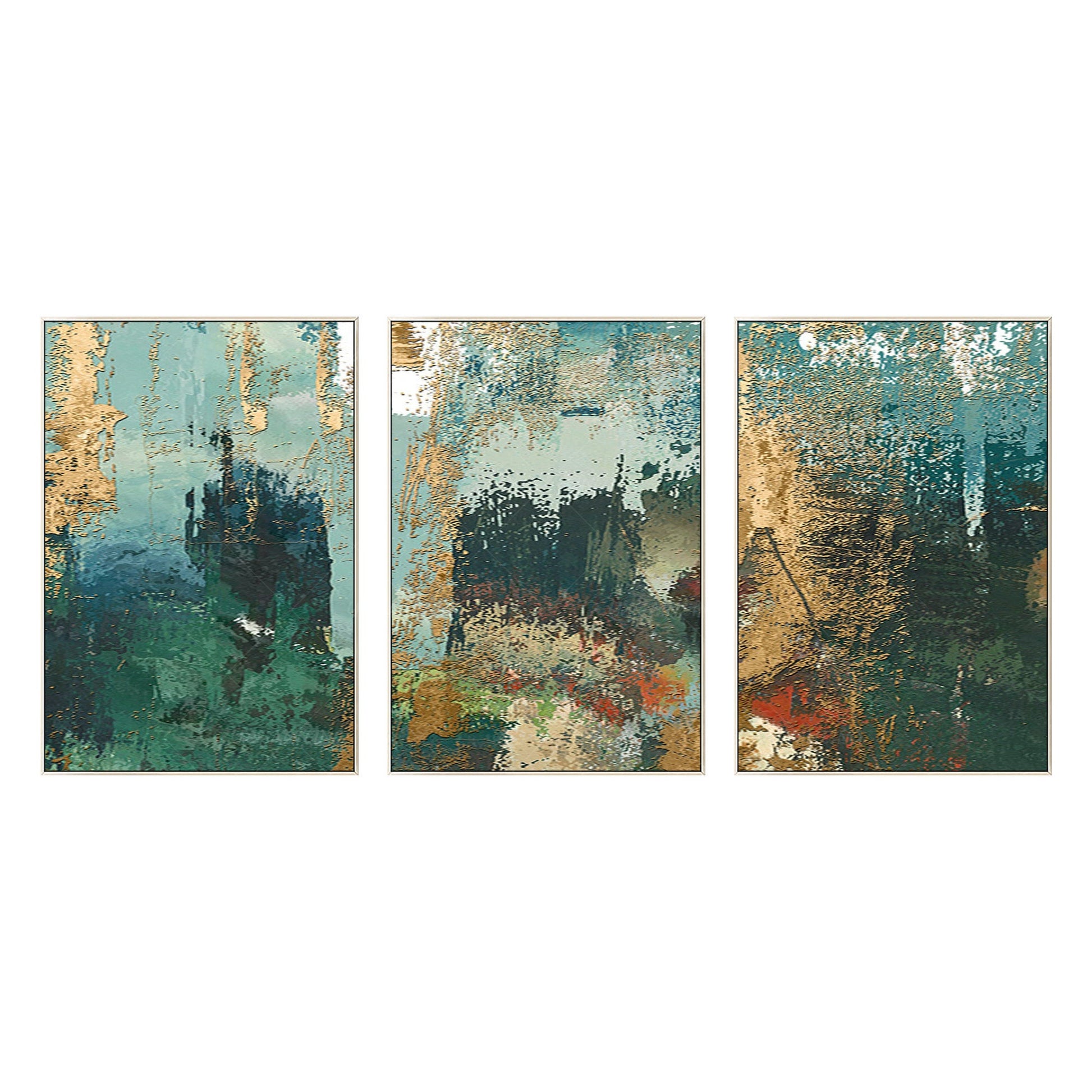Framed painting Set of 3 wall art Gold art mountain abstract textured Painting A #9