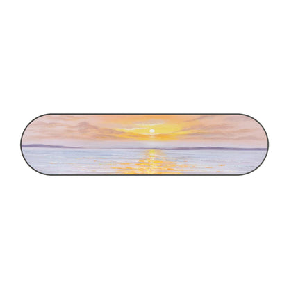 Framed Seascape Sunrise Painting: Long Oval Beach Wall Art #9