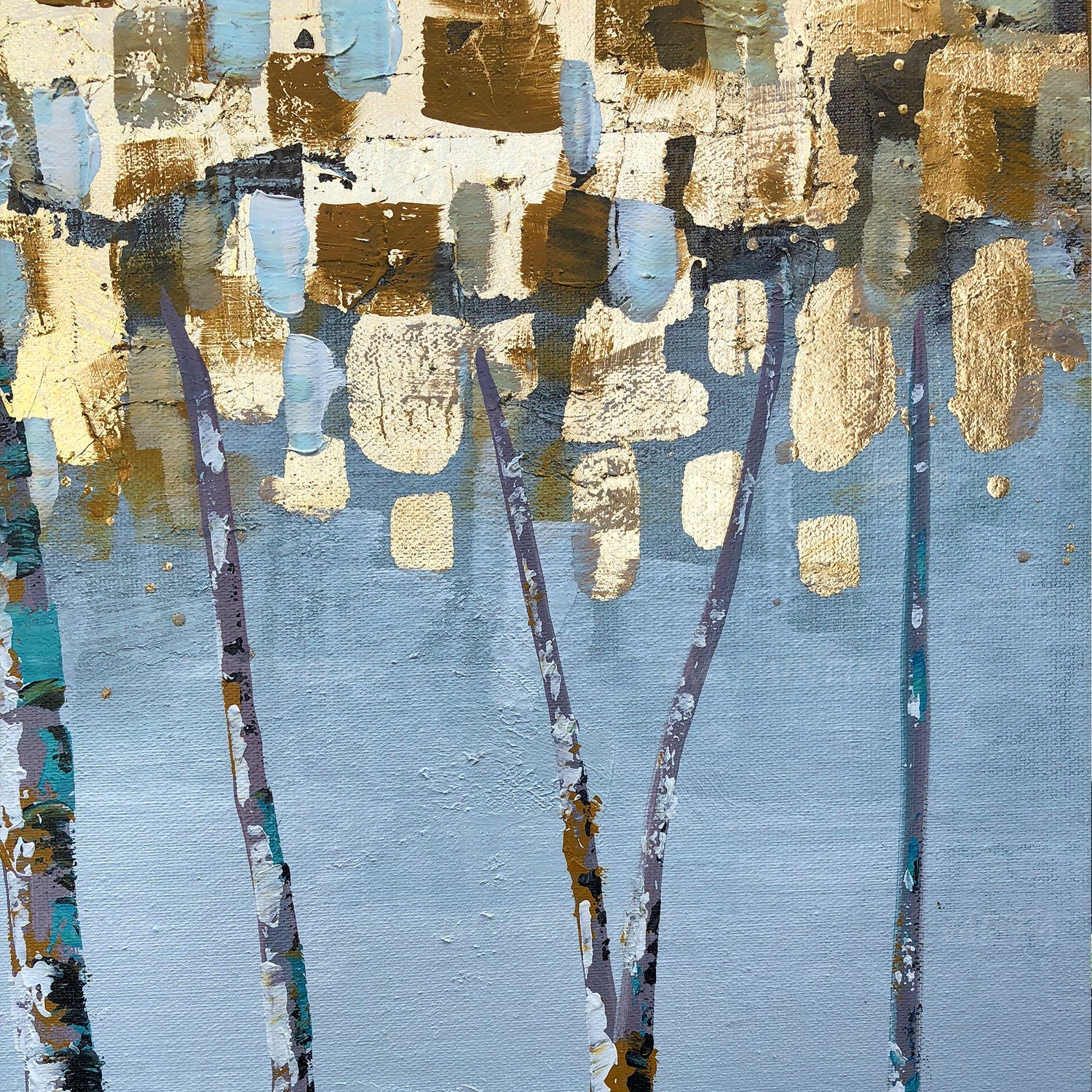 Framed wall art gold painting Original Abstract Acrylic Painting On Canvas Large #8