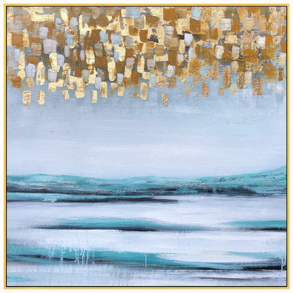 Framed wall art gold painting Original Abstract Acrylic Painting On Canvas Large #10
