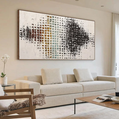 FREQUENCY: Large Textured Wabi Sabi Abstract Painting | Abstract mood, soft natural light studio shot