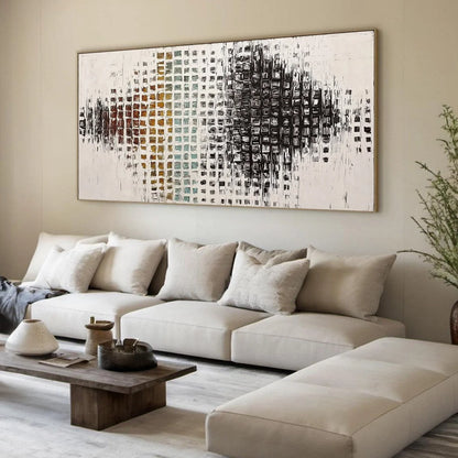 FREQUENCY: Large Textured Wabi Sabi Abstract Painting | multi-color palette, original oil on stretched canvas art