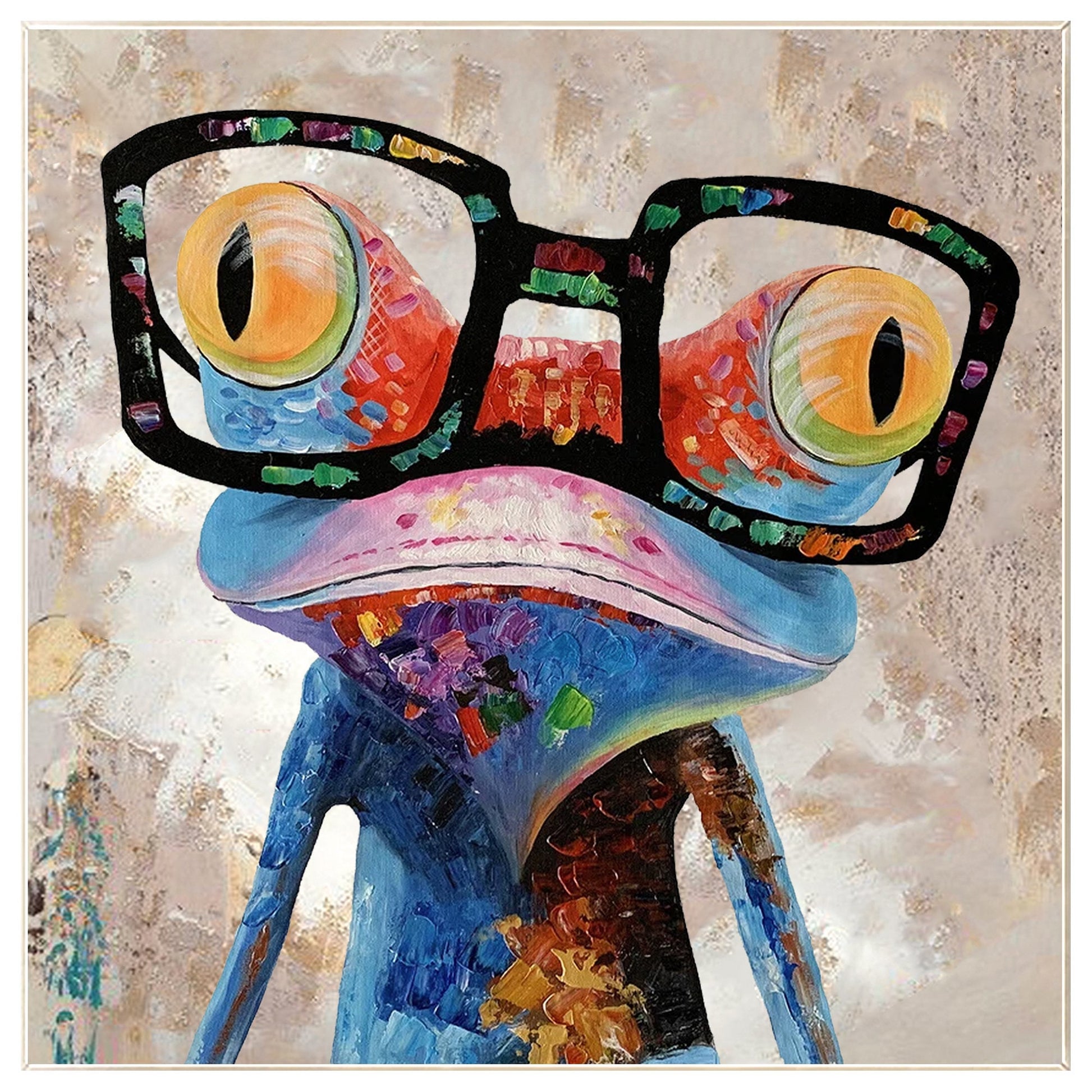 Frog Painting: Textured Acrylic POP Art on Canvas #9