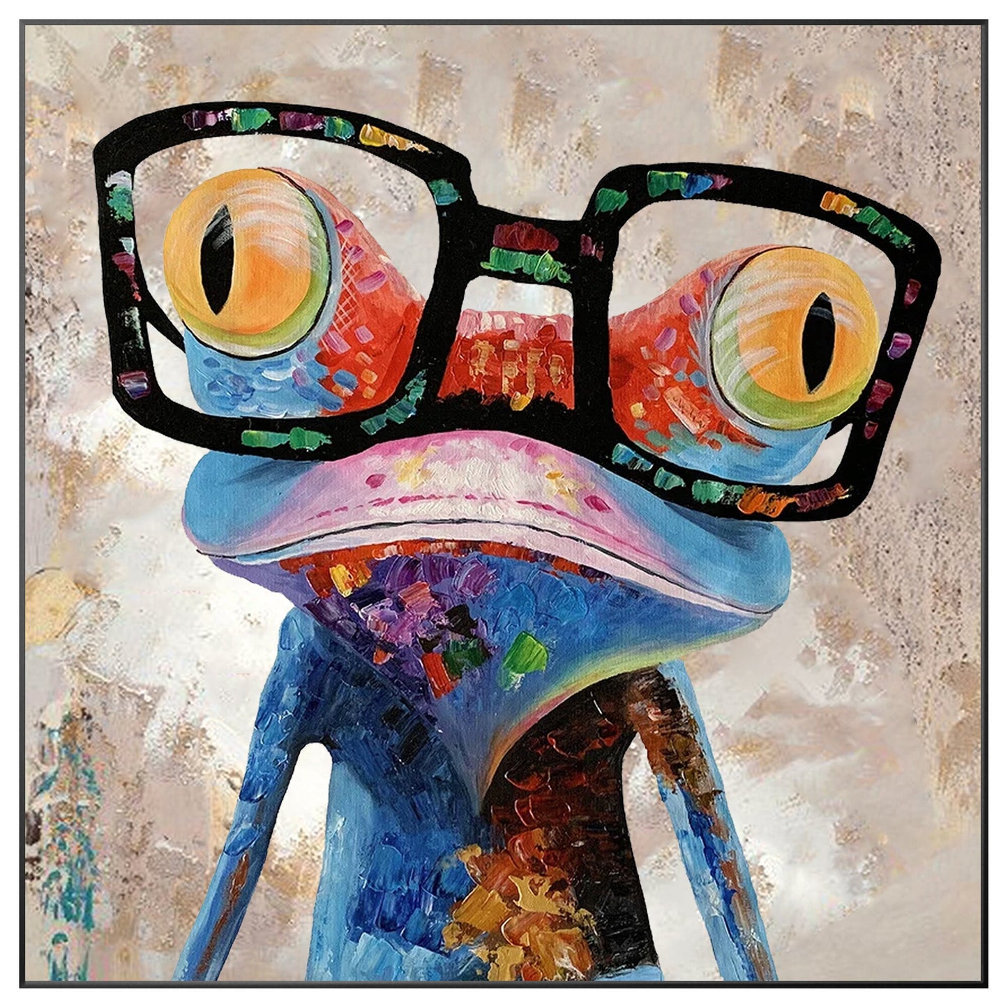 Frog Painting: Textured Acrylic POP Art on Canvas #10