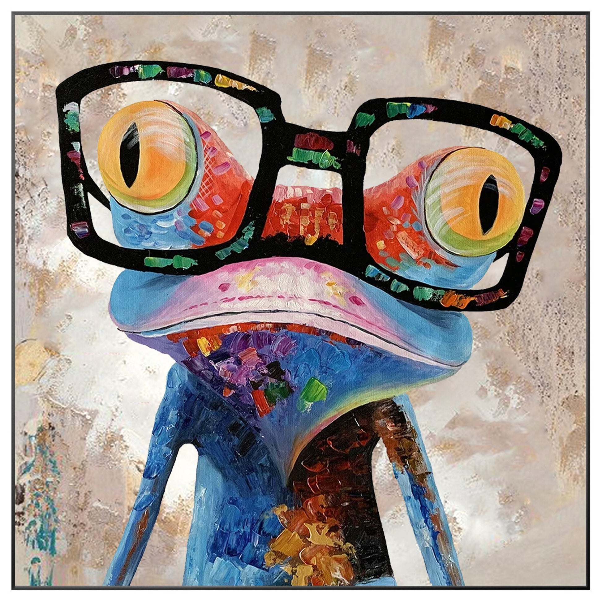 Frog Painting: Textured Acrylic POP Art on Canvas #10
