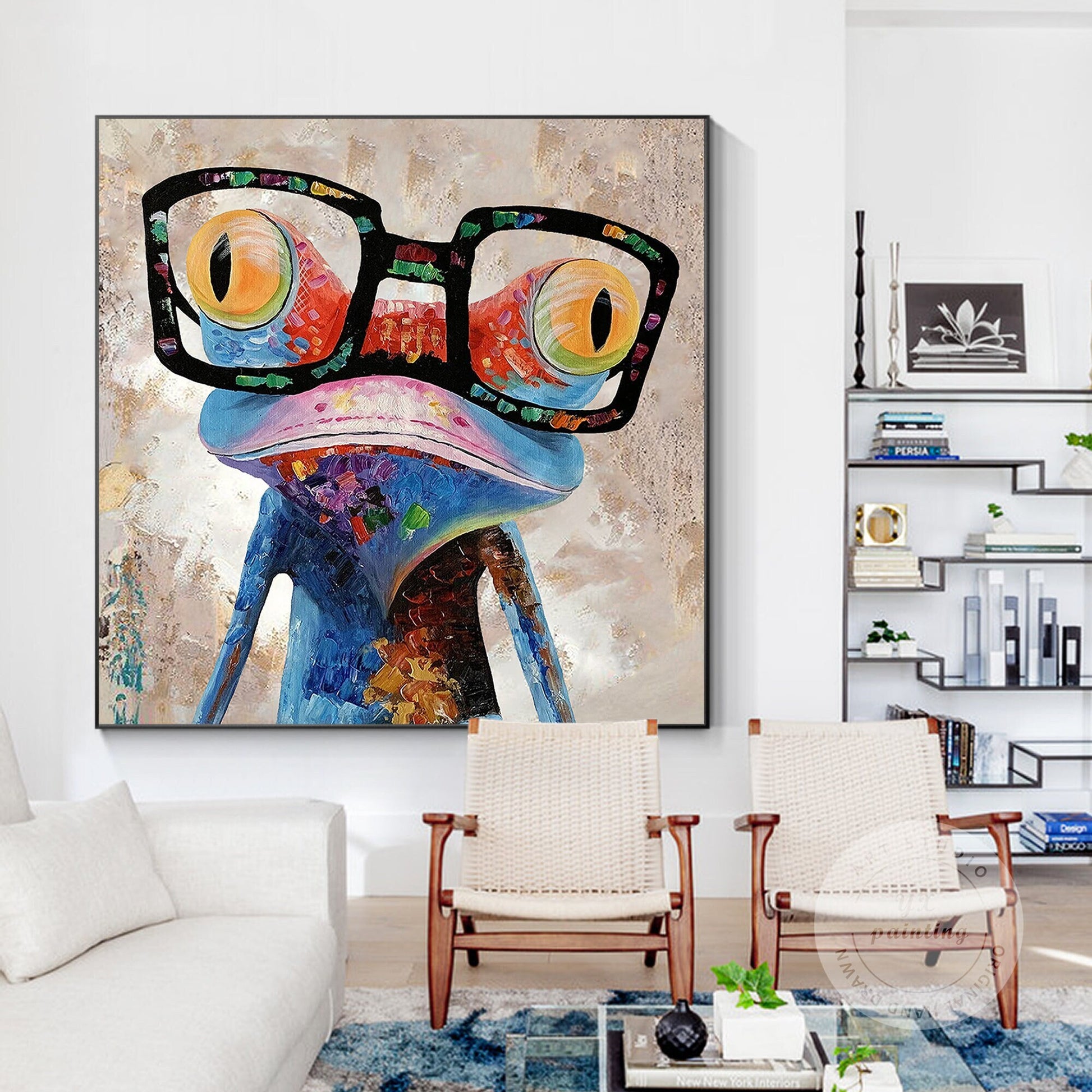 Frog Painting: Textured Acrylic POP Art on Canvas #1