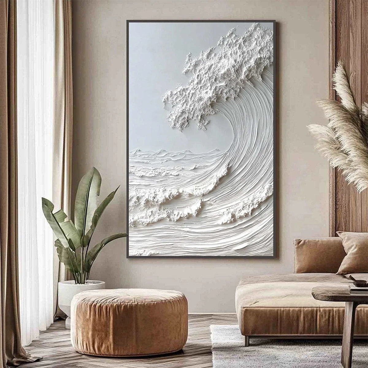 FROZEN MOMENTUM: Textured Impasto Seascape Oil Painting | Abstract closeup, raised brushwork detail