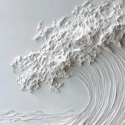 FROZEN MOMENTUM: Textured Impasto Seascape Oil Painting | rectangular format, hand-painted canvas edge