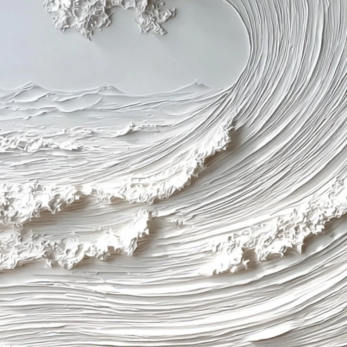 FROZEN MOMENTUM: Textured Impasto Seascape Oil Painting | black frame version on white wall