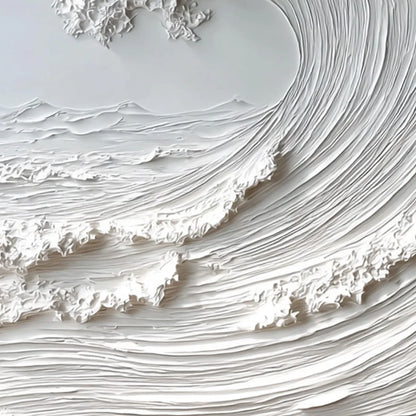 FROZEN MOMENTUM: Textured Impasto Seascape Oil Painting | black frame version on white wall