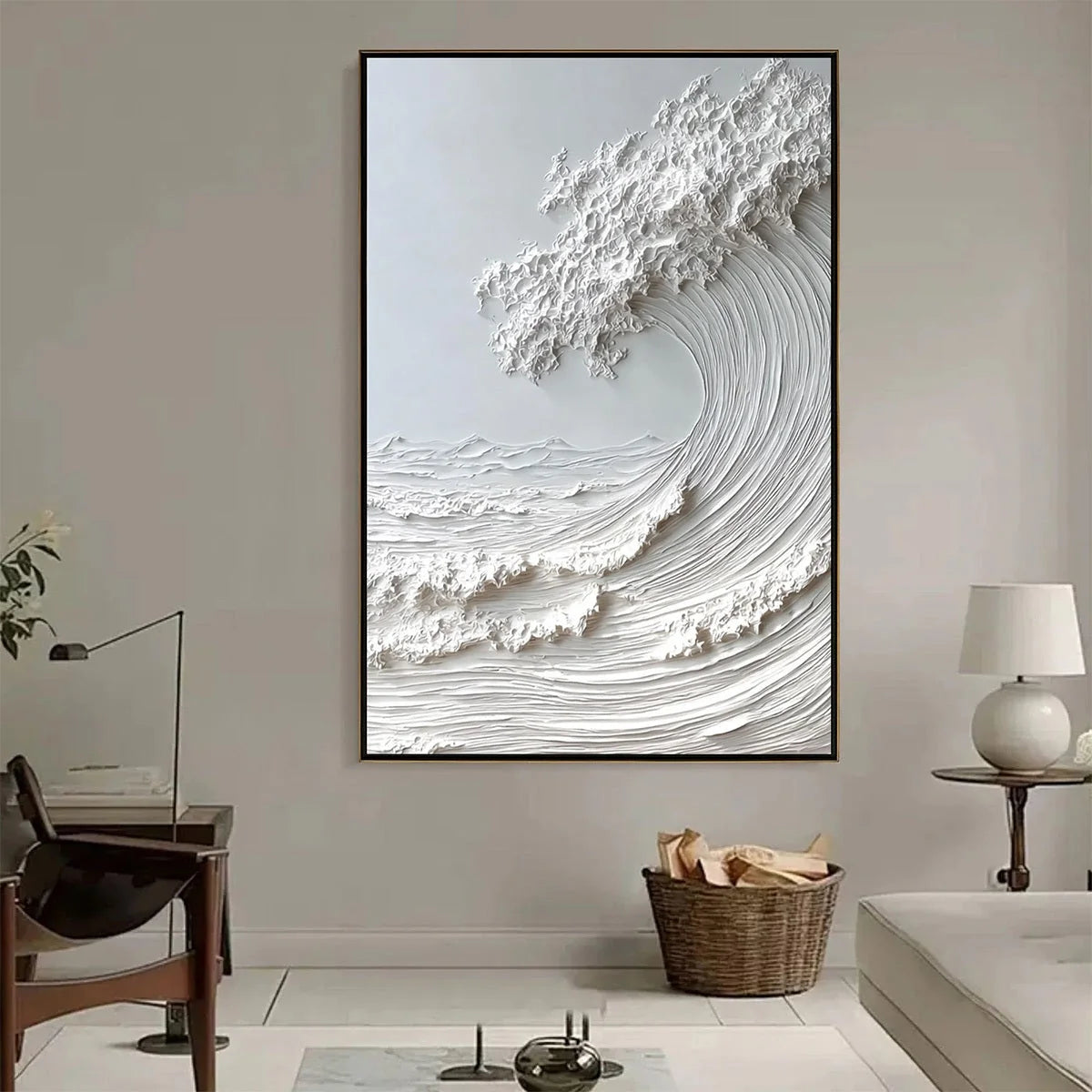 FROZEN MOMENTUM: Textured Impasto Seascape Oil Painting | Abstract mood, soft natural light studio shot
