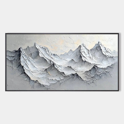 FROZEN PEAKS: Textured Impasto Mountain Landscape Oil Painting | hanging in living room, Landscape wall art