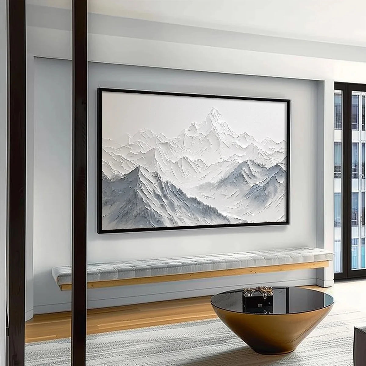 FROZEN PEAKS: Textured Minimalist Mountain Landscape | Landscape mood, soft natural light studio shot