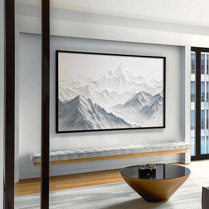FROZEN PEAKS: Textured Minimalist Mountain Landscape | Landscape mood, soft natural light studio shot