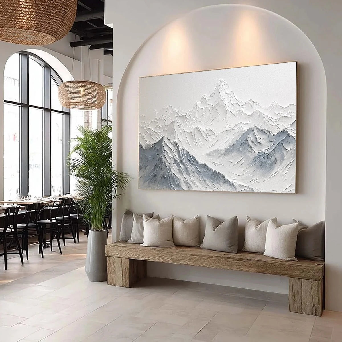 FROZEN PEAKS: Textured Minimalist Mountain Landscape | multi-color palette, original oil on stretched canvas art