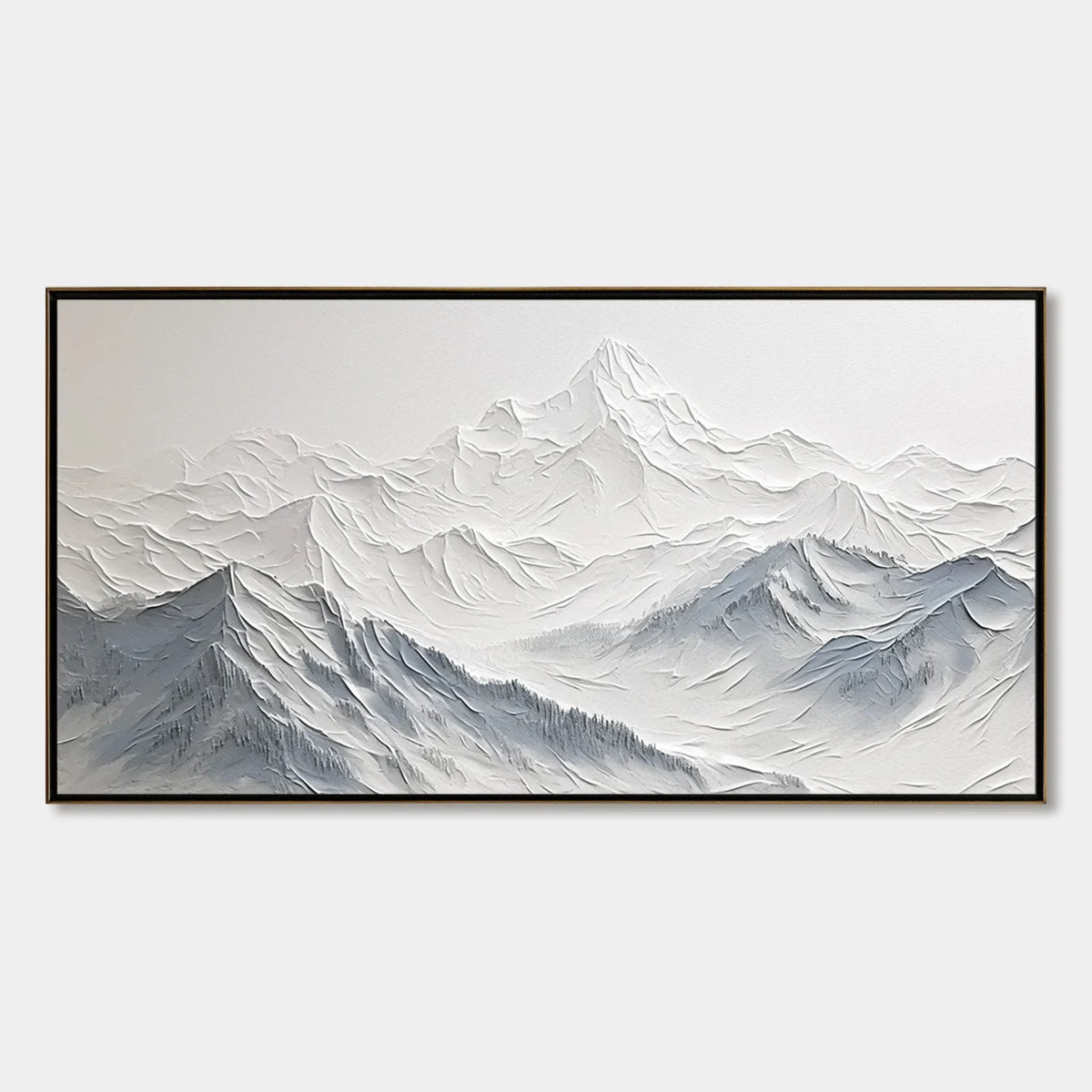 FROZEN PEAKS: Textured Minimalist Mountain Landscape | hanging in living room, Landscape wall art