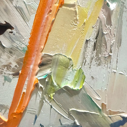 FROZEN RUSH: Textured Abstract Impasto Oil Painting | black frame version on white wall