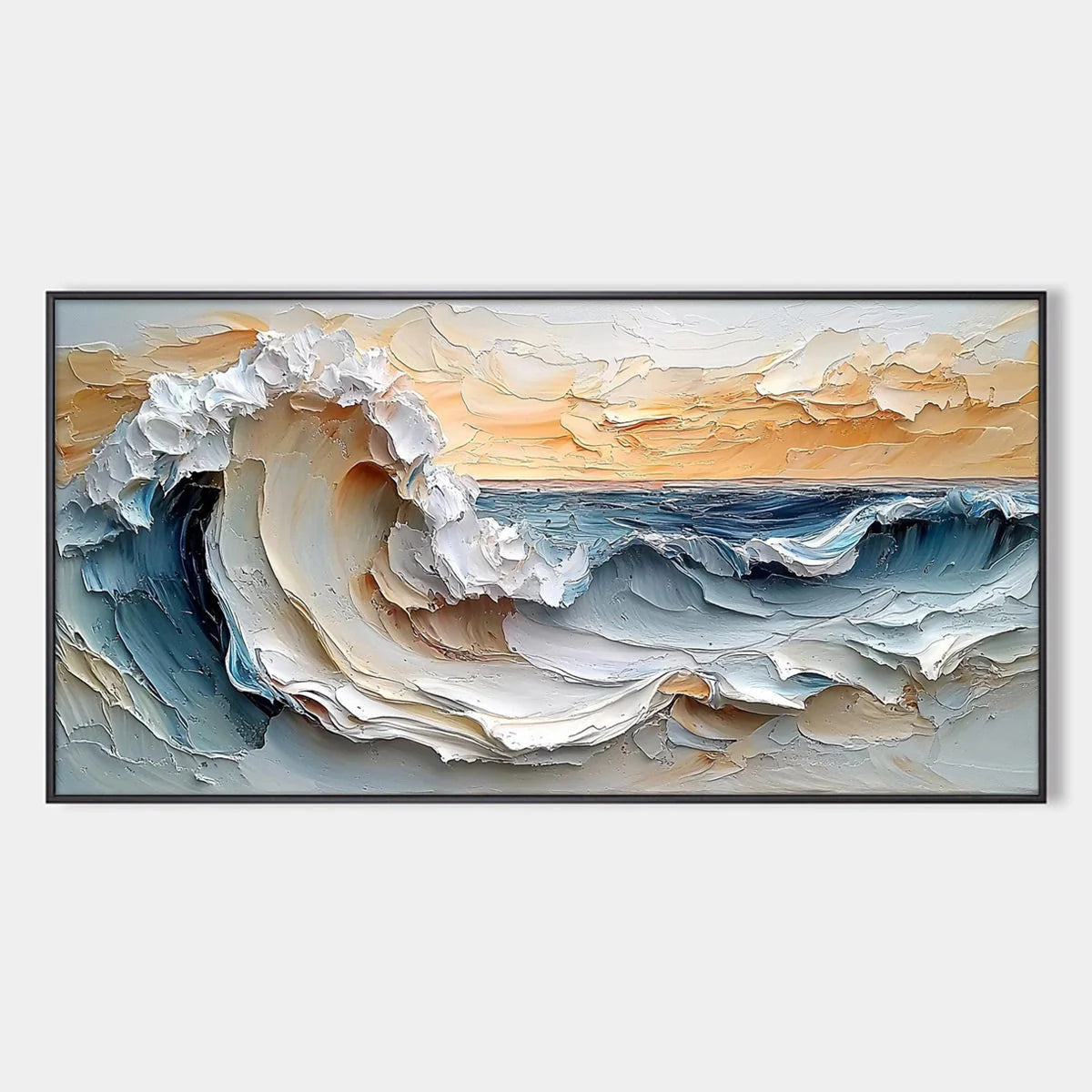 FROZEN TIDE: Textured Abstract Blue and White Oil Painting | hanging in living room, Abstract wall art