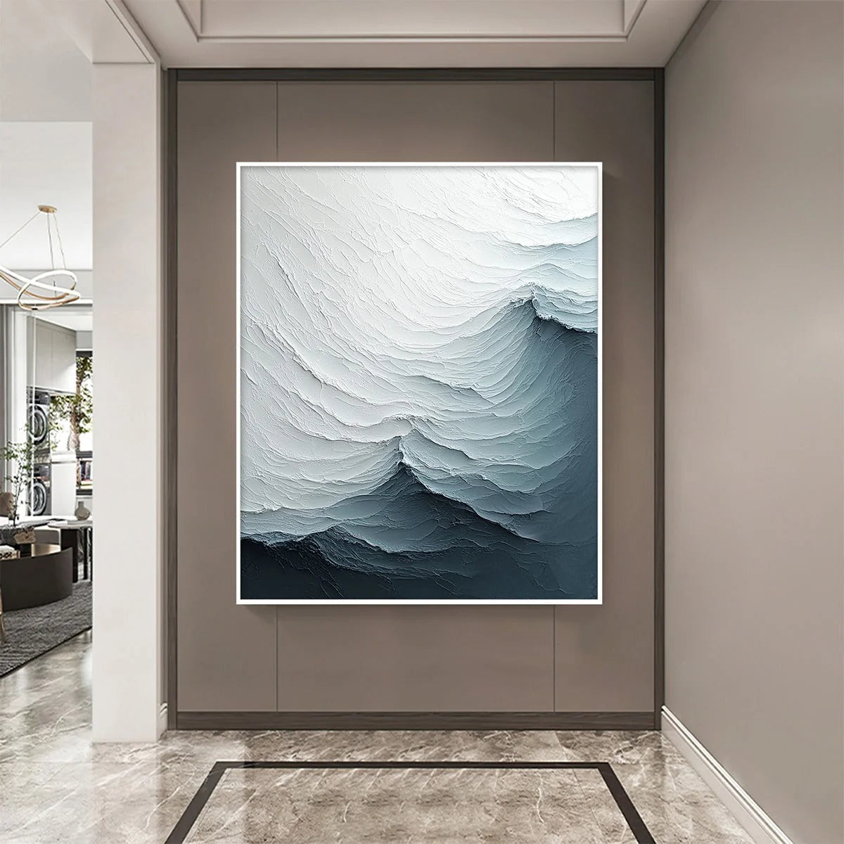 FROZEN TIDE: Textured Monochromatic Oil Painting | rolled canvas, ready for custom framing