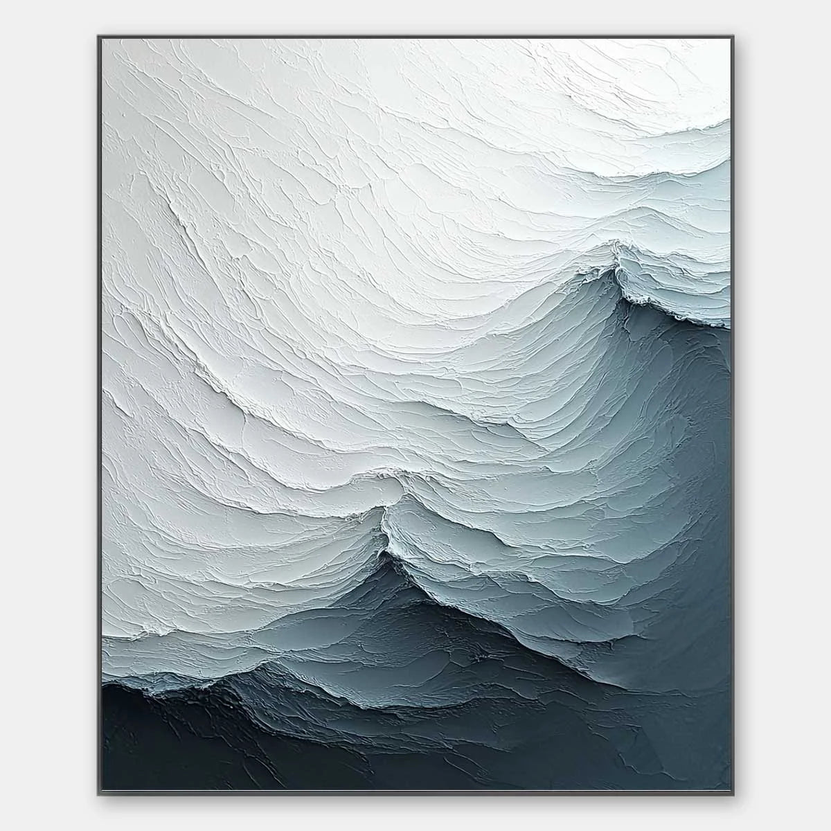 FROZEN TIDE: Textured Monochromatic Oil Painting | hanging in living room, Abstract wall art