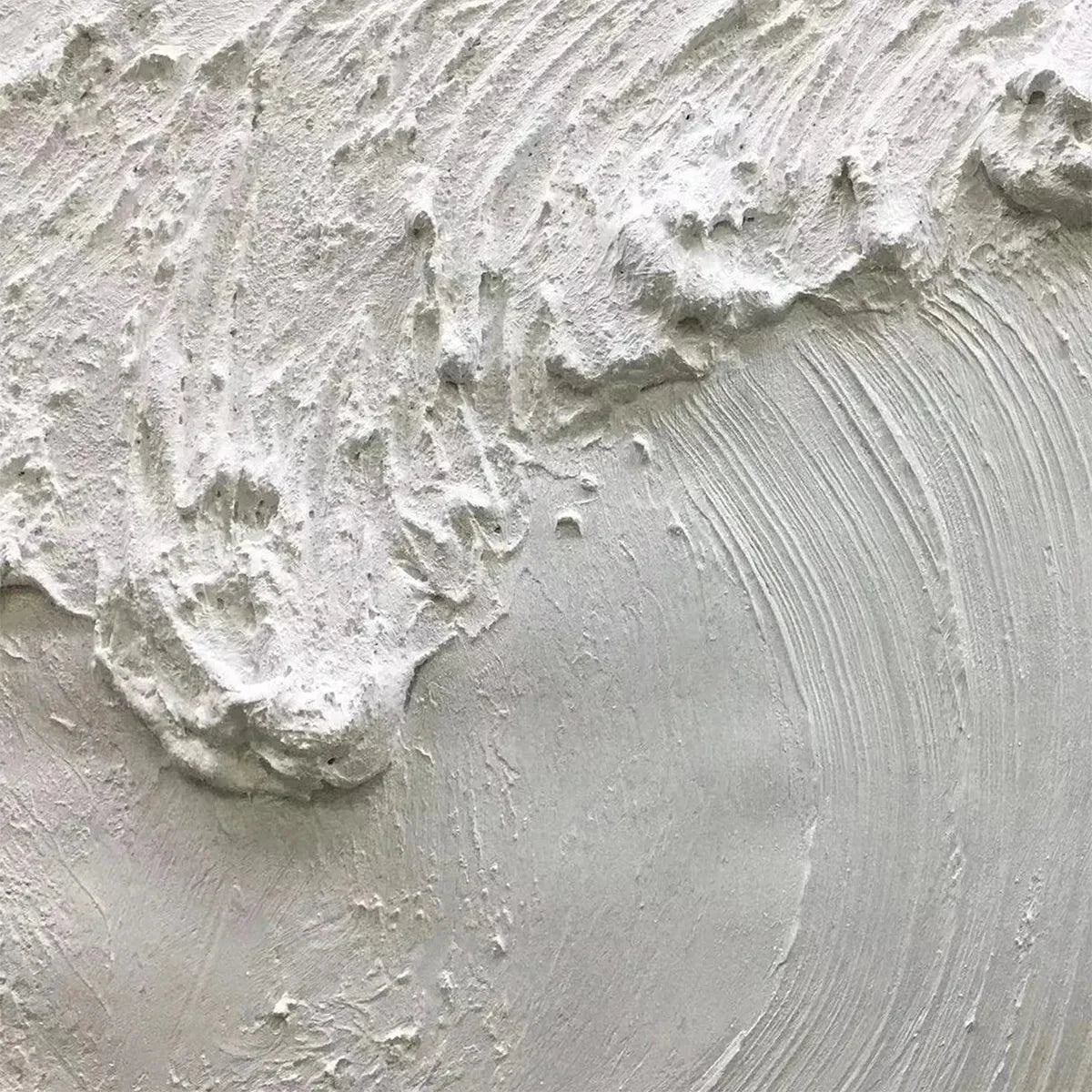 FROZEN TIDE: Textured White Wave Painting | rectangular format, hand-painted canvas edge