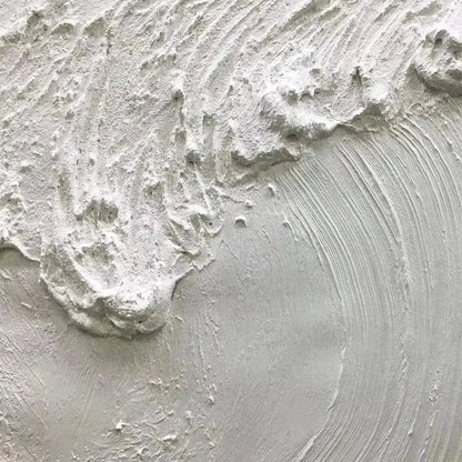 FROZEN TIDE: Textured White Wave Painting | rectangular format, hand-painted canvas edge
