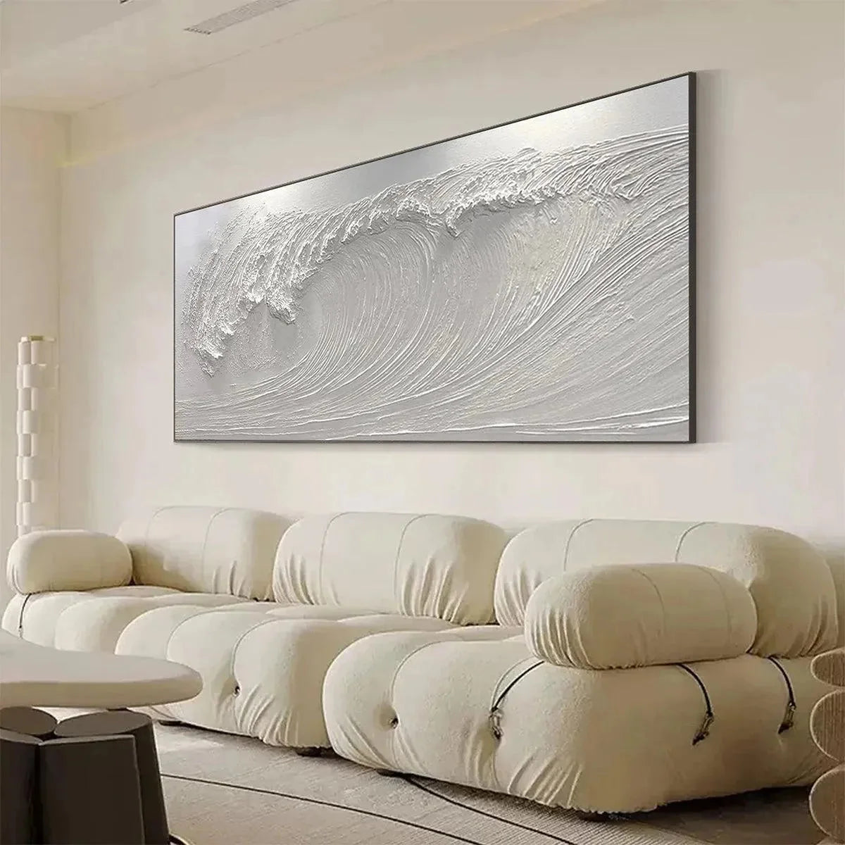 FROZEN TIDE: Textured White Wave Painting | rolled canvas, ready for custom framing