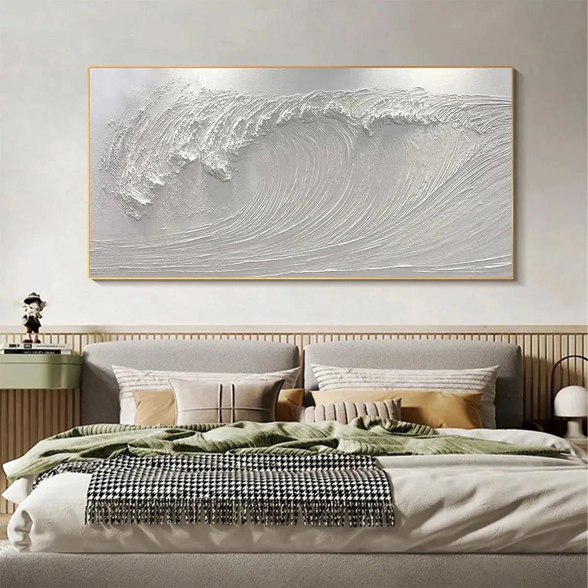 FROZEN TIDE: Textured White Wave Painting | blue palette, original oil on stretched canvas art