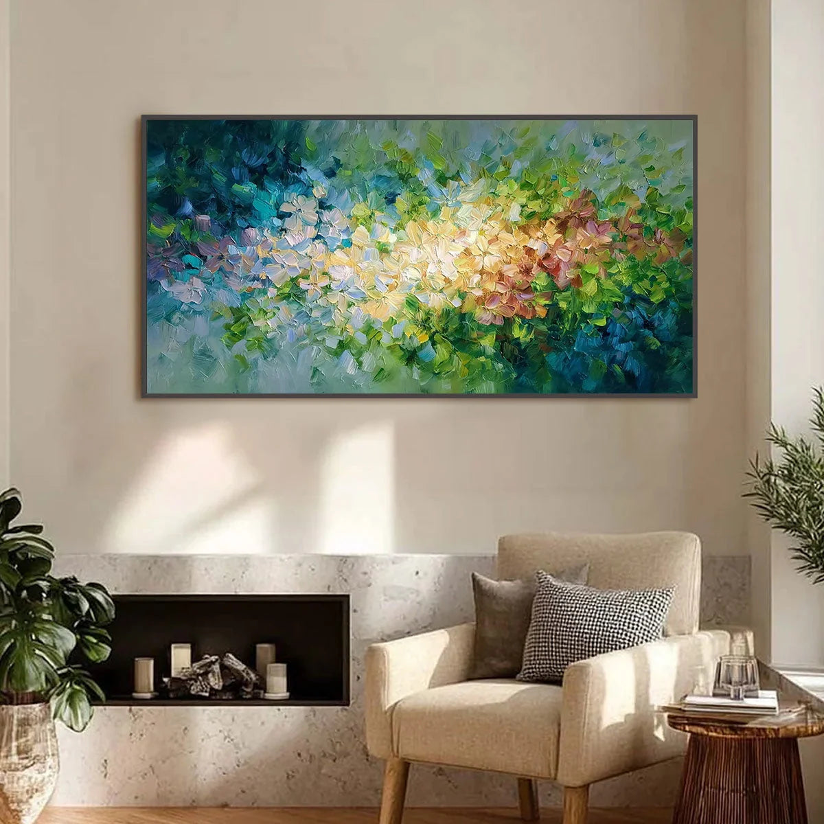 GARDEN OF LIGHT: Textured Abstract Floral Impasto Oil Painting | Abstract closeup, raised brushwork detail
