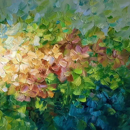 GARDEN OF LIGHT: Textured Abstract Floral Impasto Oil Painting | rolled canvas, ready for custom framing