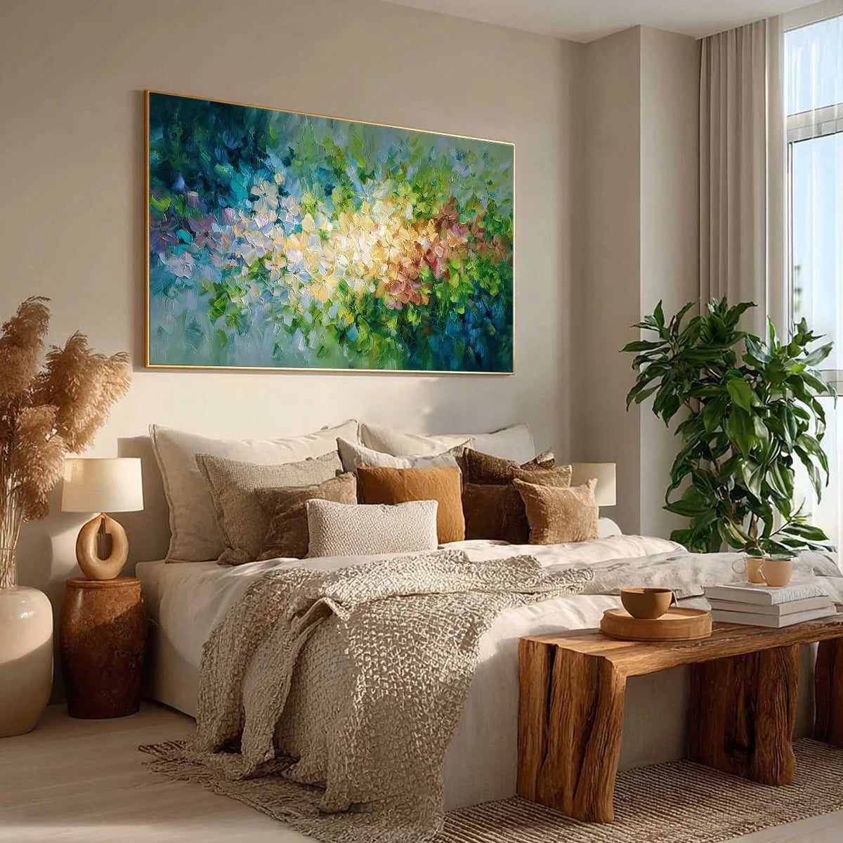 GARDEN OF LIGHT: Textured Abstract Floral Impasto Oil Painting | multi-color palette, original oil on stretched canvas art