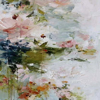 GARDEN REVERIE: Abstract Impressionist Floral Diptych Painting | rectangular format, hand-painted canvas edge