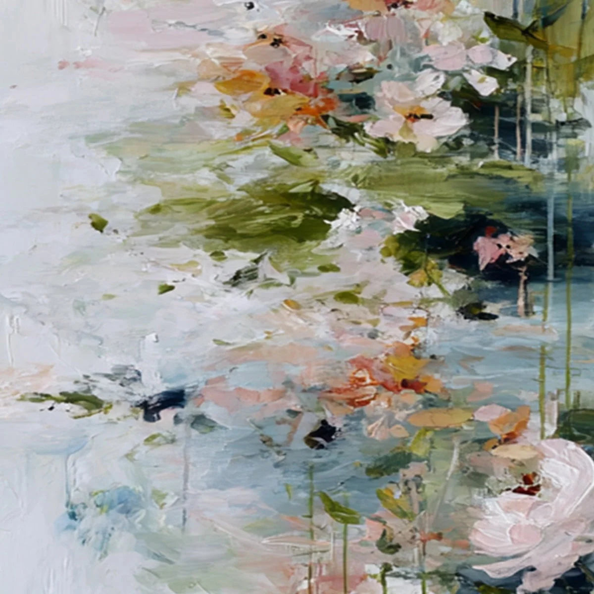 GARDEN REVERIE: Abstract Impressionist Floral Diptych Painting | rolled canvas, ready for custom framing