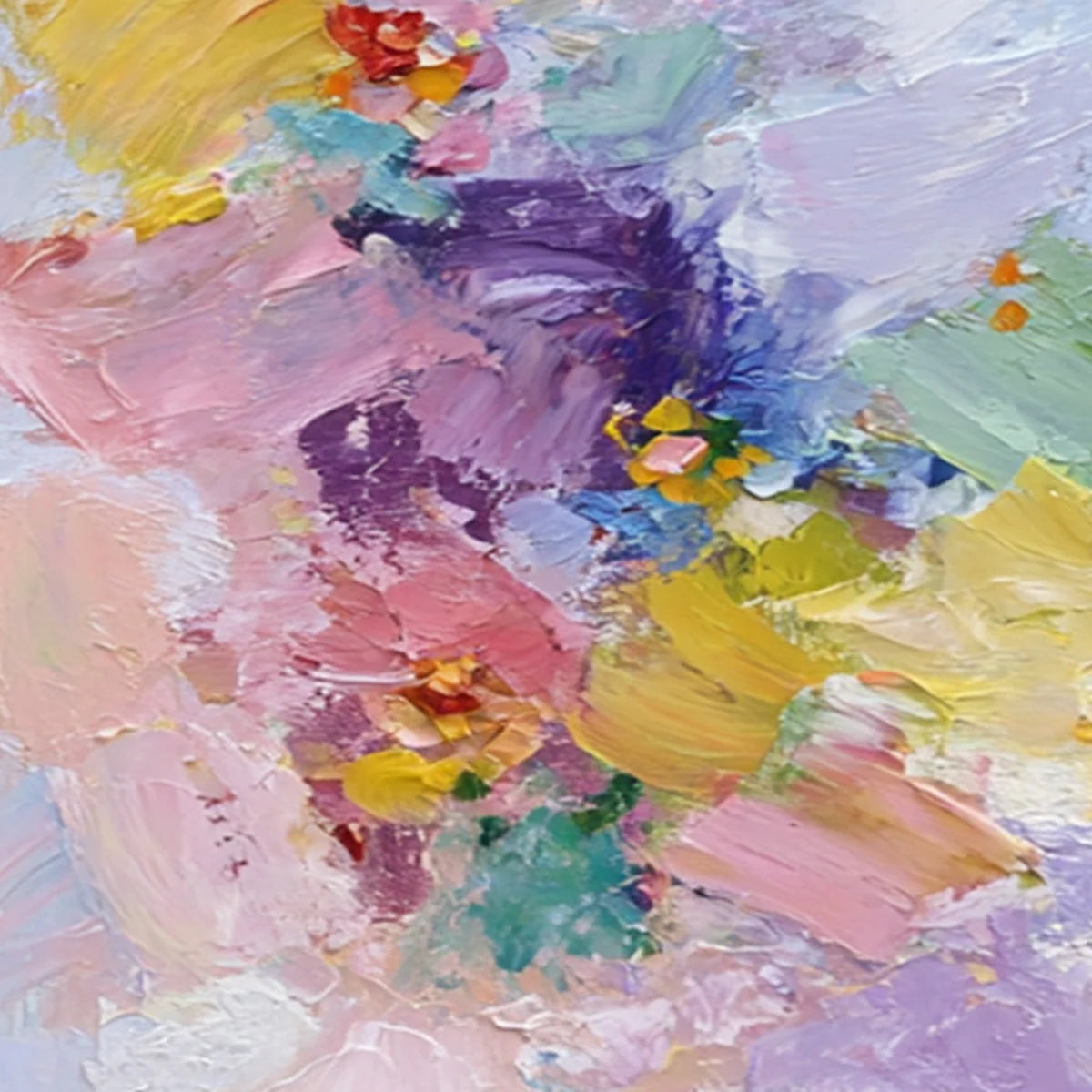 GARDEN REVERIE: Colorful Abstract Floral Impasto Painting Set of 2 | rolled canvas, ready for custom framing