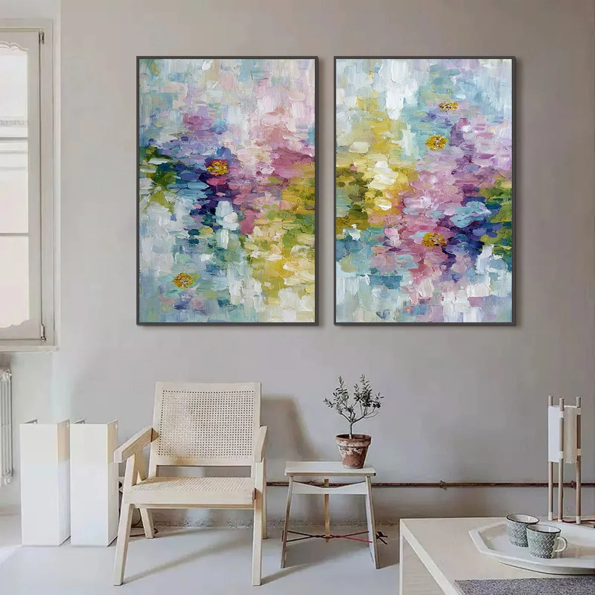 GARDEN REVERIE: Colorful Abstract Floral Impasto Painting Set | Abstract closeup, raised brushwork detail